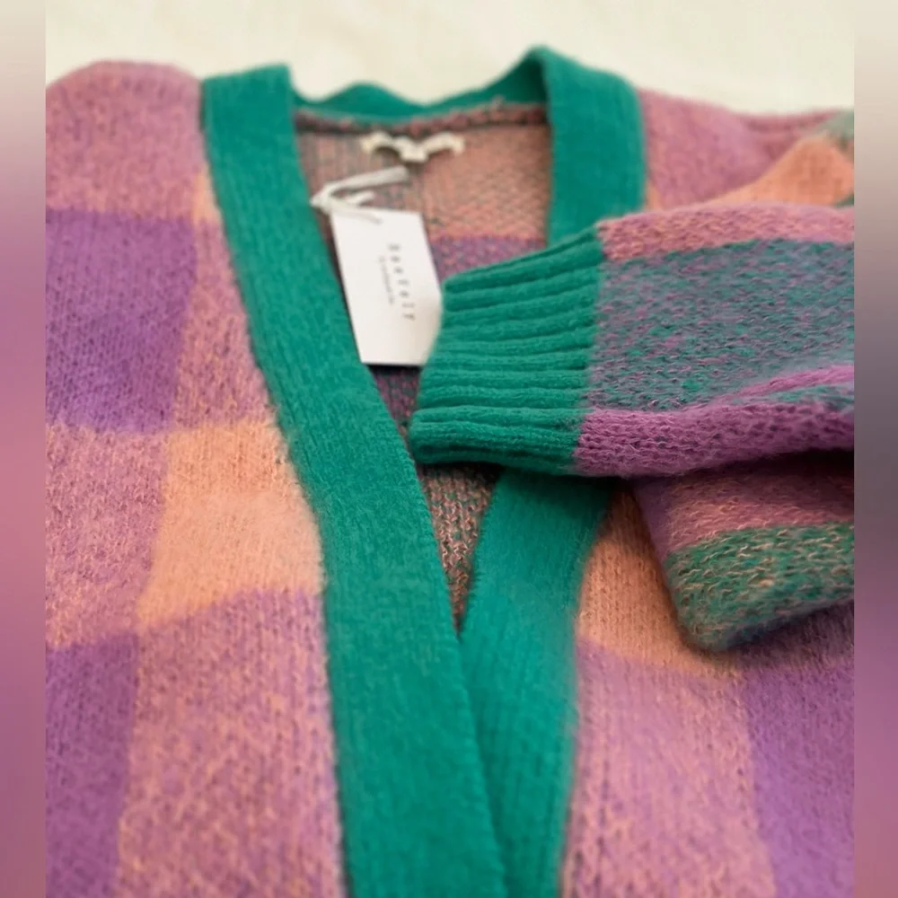 BaeVely by wellmade Inc., size S, pastel plaid long knit cardigan. NWT - Picture 6 of 6